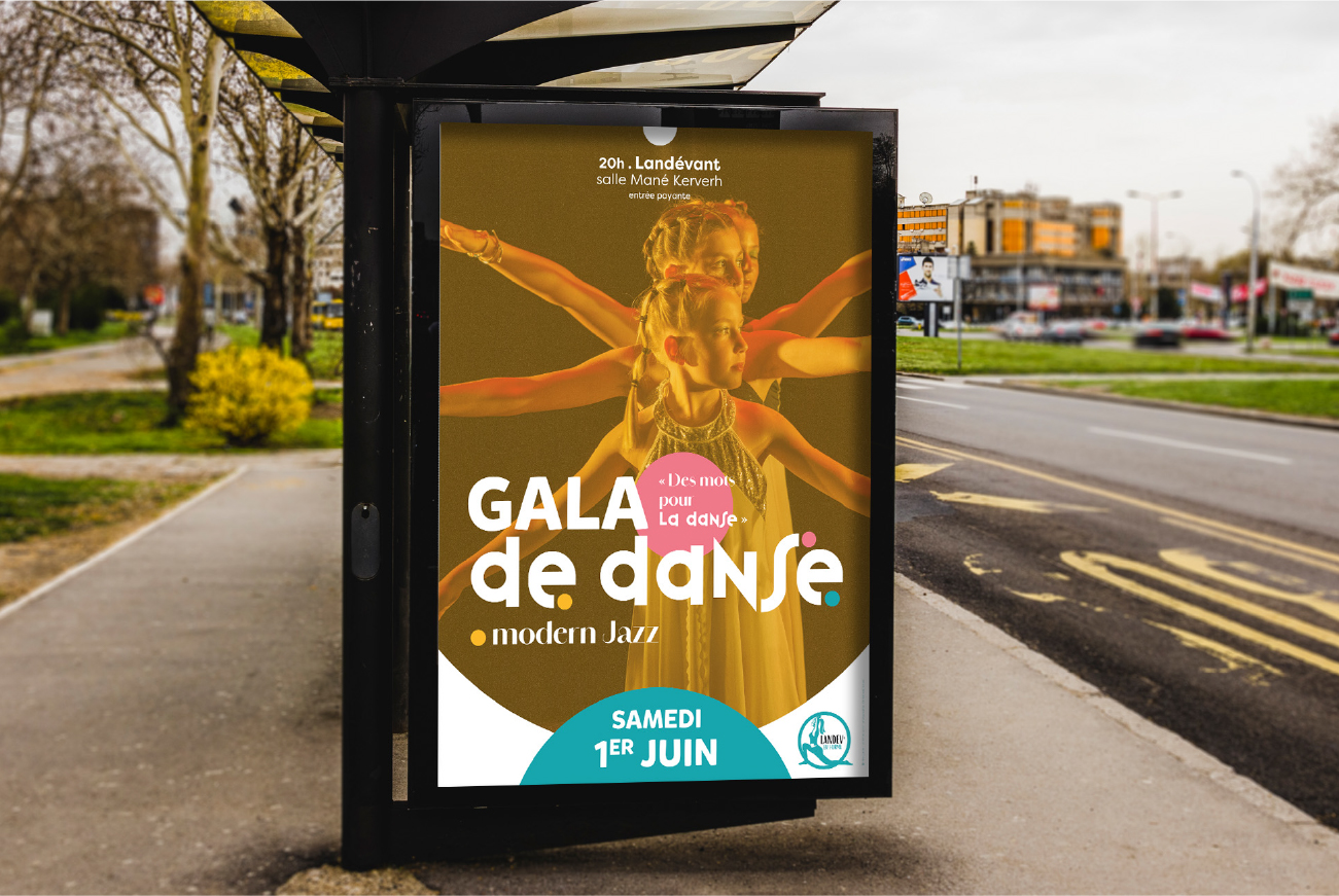 affiche d'une spectacle de danse pour une association sportive dans le Morbihan