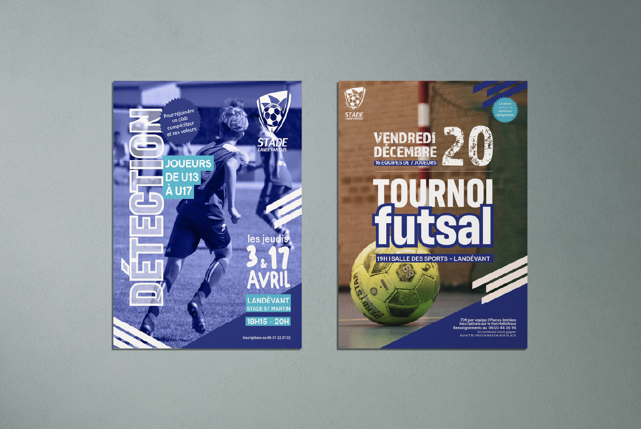 affiche évènementielle pour le club de foot Stade Landévantais dans le Morbihan