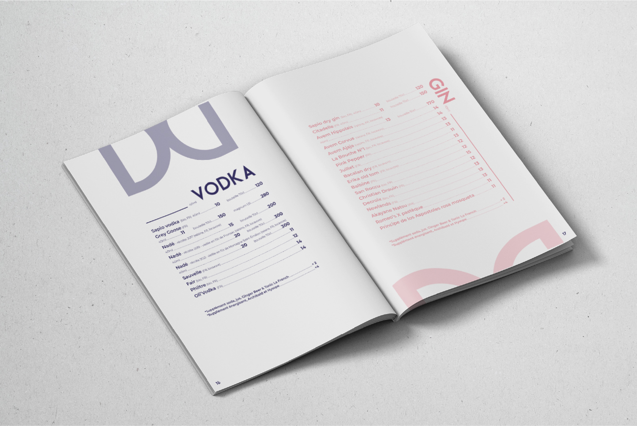 carte boissons restaurant bar club Gironde Morbihan