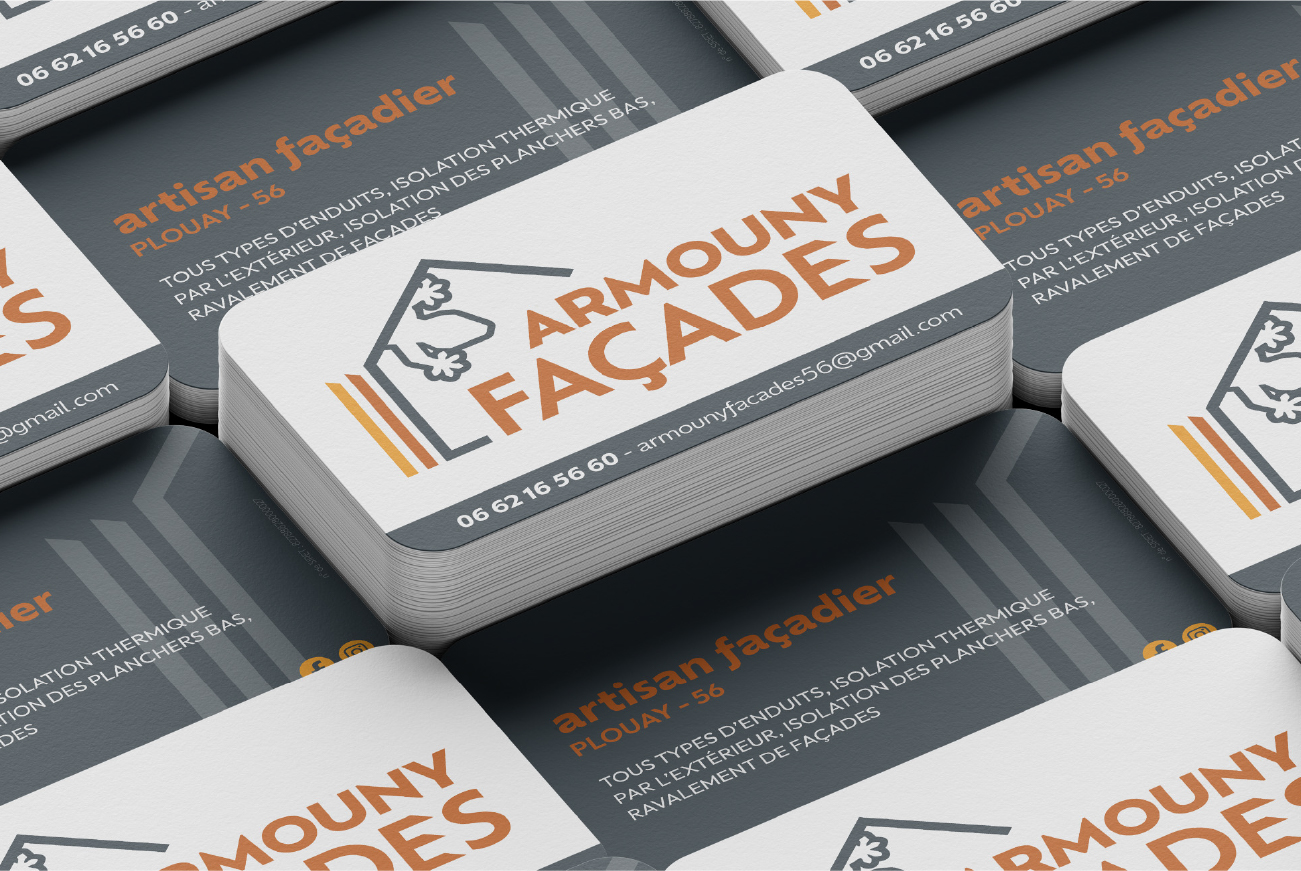 carte de visite pour un artisan façadier Armouny Façades dans le Morbihan