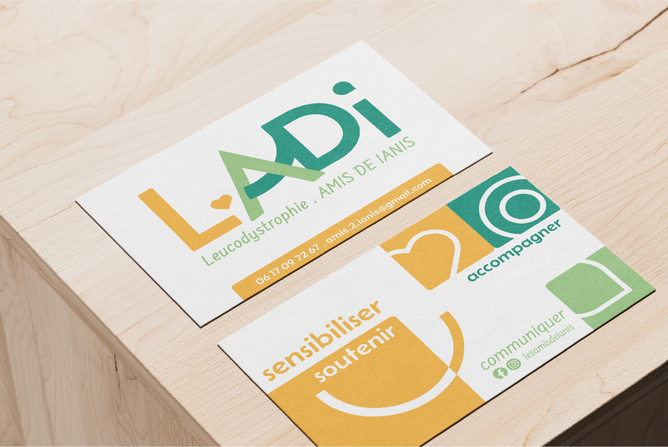 carte de visite pour une association caritative LADI Les Amis de Ianis dans le Finistère