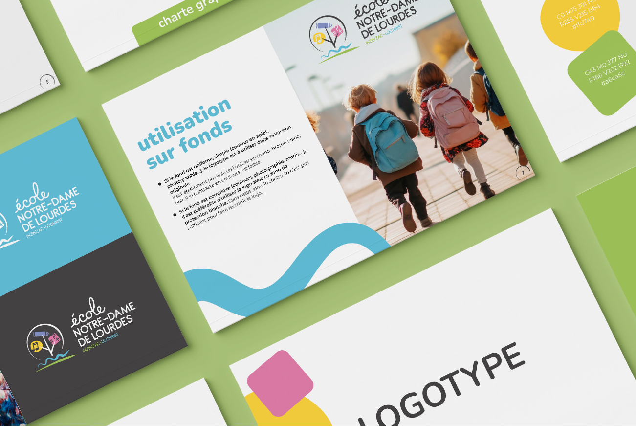 charte graphique pour l'école Notre Dame de Lourdes dans le Morbihan