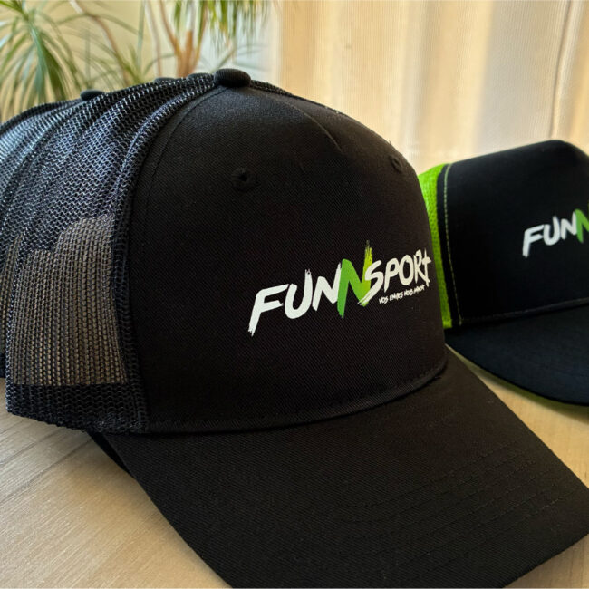flocage casquette pour une entreprise d'activités évènementielles FunNsport dans le Morbihan