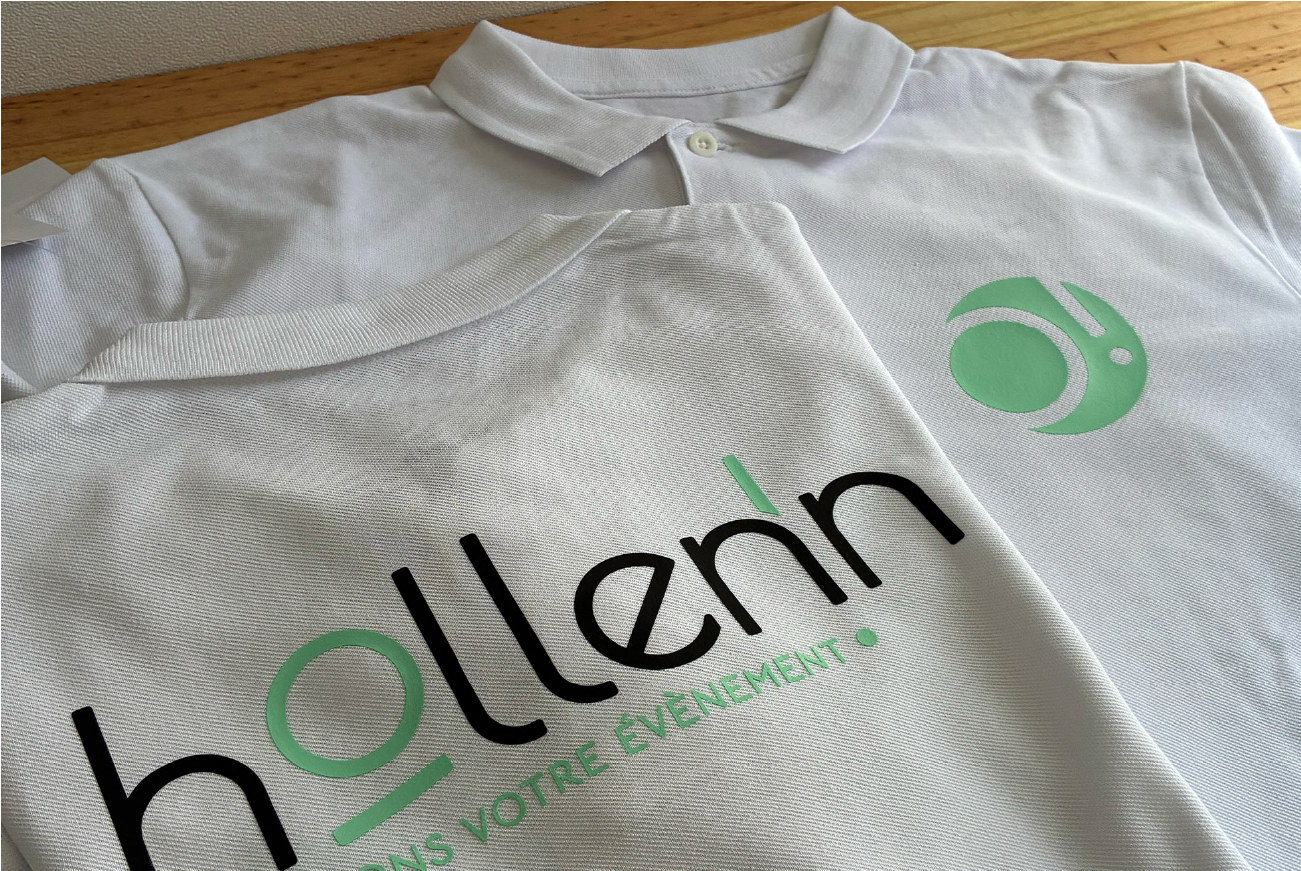 flocage textile polo lors d'un accompagnement graphique 360 agence évènementielle Hollenn dans le Morbihan