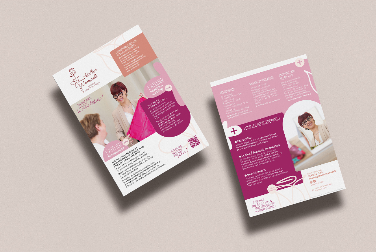 flyer pour une coach en image L'Atelier Nomade dans le Morbihan