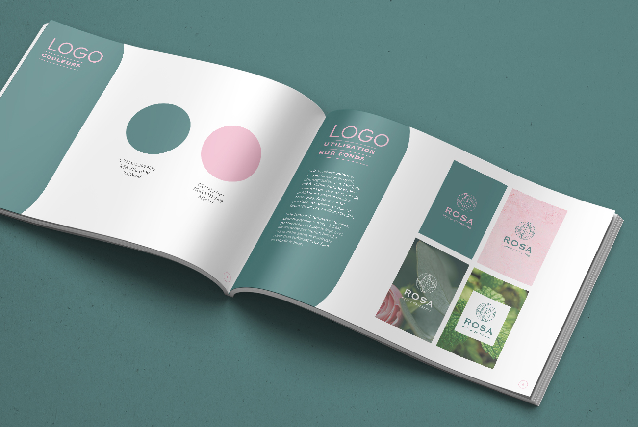 charte graphique pour Rosa, liqueur de menthe en Gironde