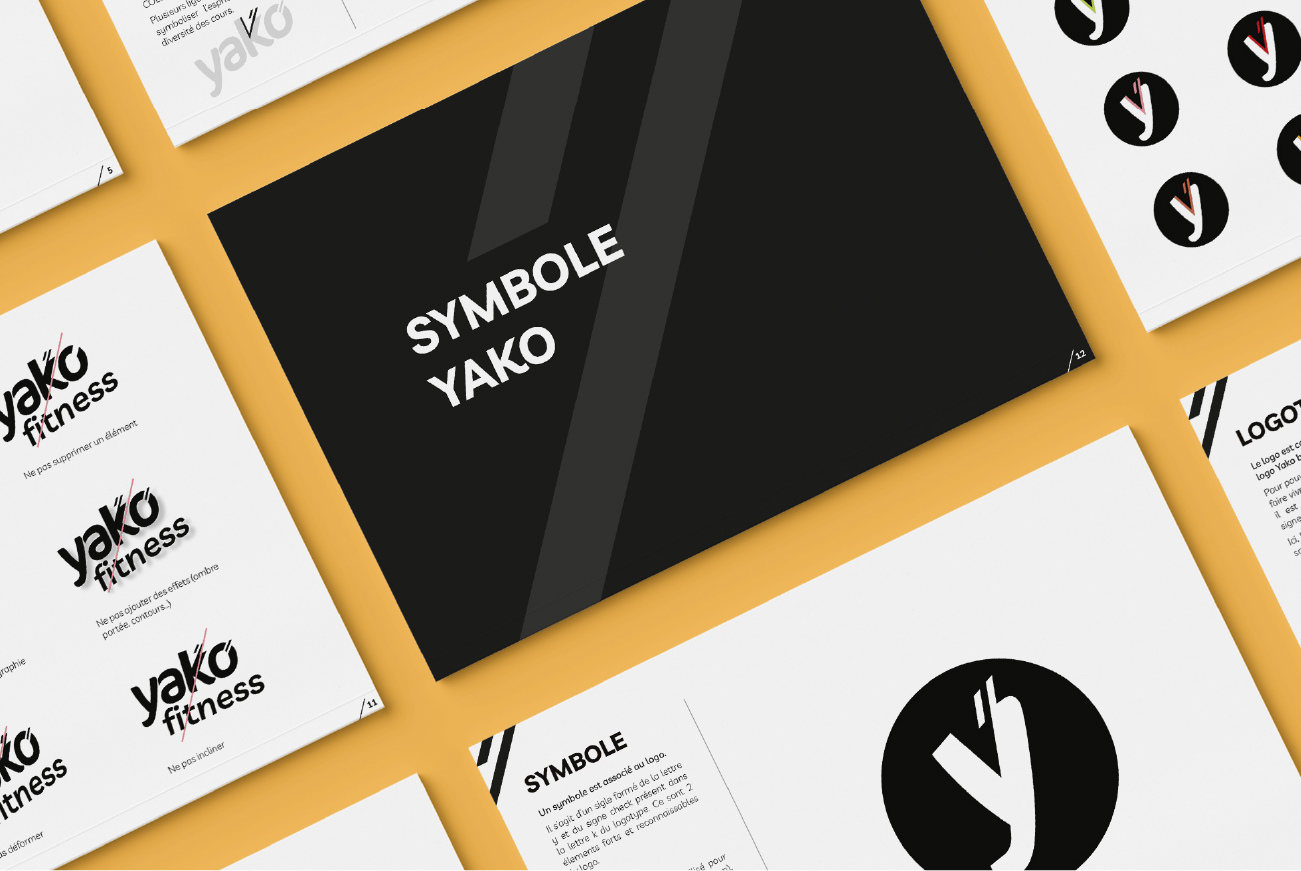 identité visuelle pour Yako un concept de cours collectif et sportif de l'orange Bleue en Ile-et-Vilaine