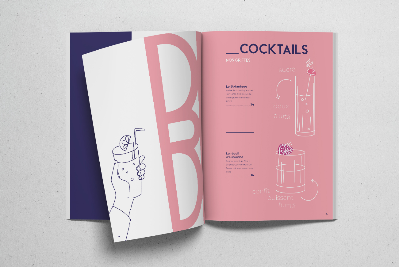 ilustrations menu restaurant bar club Gironde Morbihan