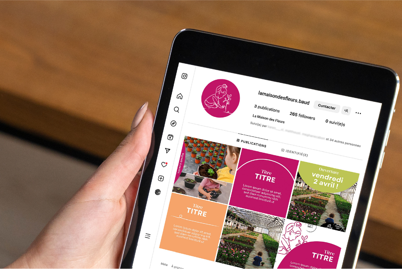 visuels réseaux sociaux pour La maison des fleurs, serre, producteurs dans le Morbihan