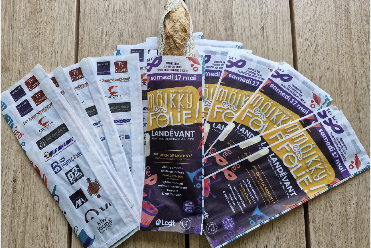 sac de baguette pour un évènement caritatif de molkky en folie Les Chiens de Talus dans le Morbihan