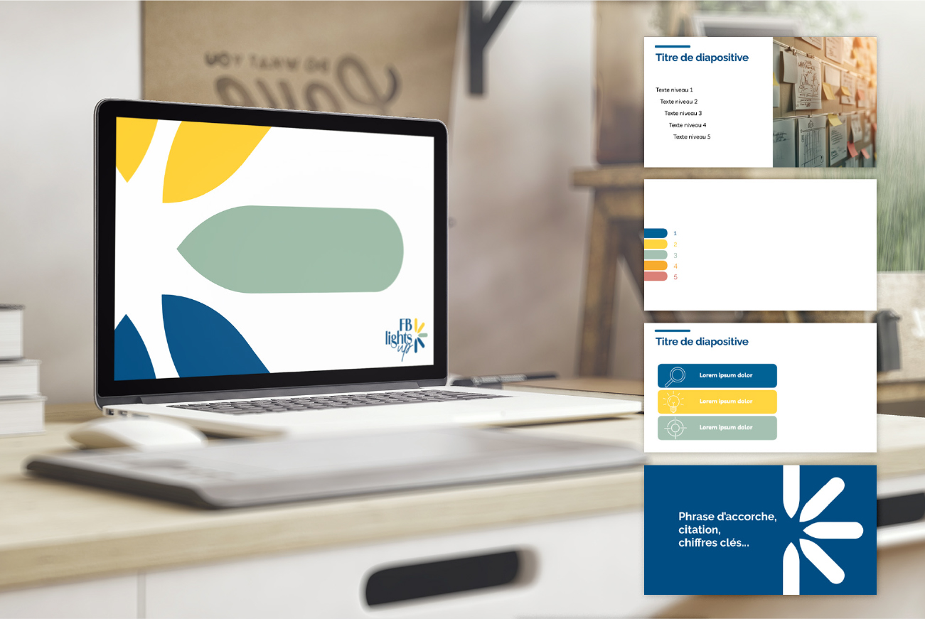 gabarit powerpoint pour une indépendante en marketing et stratégie FB Lights up dans le Morbihan